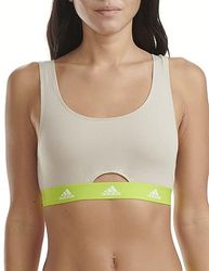 adidas Sport Cotton Logo Scoop Bralette Reggiseno, Beige, L Donna