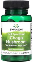 Swanson - Full Spectrum Chaga Mushroom, 400mg | Immune and Antioxidant Support - 60 Capsules
