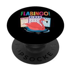 Bingo Flabingo Jugador de bingo Diversión Flamingo PopSockets PopGrip Adhesivo