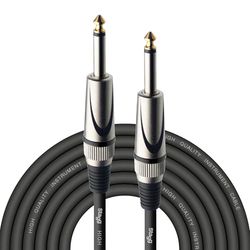 Stagg Deluxe Instrument Cable, 1/4" 6.35mm Jack To Jack, Heavy-Duty Connectors, 6 Metres / 20 Feet, Black
