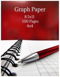 Graph Paper Notebook – 8.5” x 11”, 4x4 Squares, 100 Pages