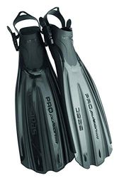 SEAC Propulsion, Pinne da Subacquea con Cinghiolo Regolabile, Made in Italy, Nero, L/XL