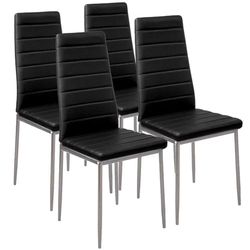 BAKAJI Lot de 4 chaises de Salle à Manger Salon Cuisine Design Moderne, Structure en métal et Assise rembourrée en Simili Cuir, Dimensions 98 x 41 x 45 cm (Noir)