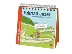 Peter Butschkow: Fahrrad unser Premium-Postkartenkalender 2025: Kleiner Kalender zum Aufstellen mit wöchentlichem Cartoon als Postkarte zum Sammeln und Verschicken.
