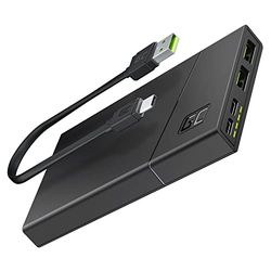 Green Cell PowerPlay10S 3-Port Power Bank 10000 mAh External Battery with 2x USB-C 18 W Power Delivery and 2x USB Quick Charge 3.0 Fast Charging Technology Power Bank for iPhone, iPad, Samsung