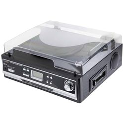 Technaxx Bluetooth 2.0 Tocadiscos de vinil e conversor de cassete TX-22 com leitor de cassete incorporado e altifalantes estéreo, arquivos de música MP3/WMA, 3 velocidades, tomada aux-in