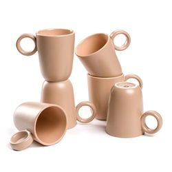LEONARDO HOME Kaffekopp ROMA set om 6 • Innehåll 400 ml • Modern mugg med handtag • Handgjord av högkvalitativ keramik • stapelbar • diskmaskins- och mikrovågsugnssäker • aprikos • 027267