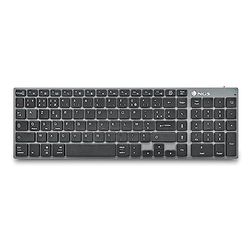NGS FORTUNE-BT- Oplaadbaar draadloos toetsenbord voor meerdere apparaten, Bluetooth 5.0, bereik van 10 meter, AZERTY Frans, uitgevoerd in het zwart