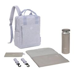 LÄSSIG Baby skötryggsäck skötväska ryggsäck med skötunderlägg, barnvagnsfäste, flaskhållare hållbart producerad/GRE Vividal Backpack cord lila