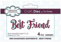 Sue Wilson Mini Sentiments ombragés-Best Friend, Acier, Argenté, largest die 4,7 x 2,3 cm