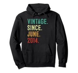 Decoración vintage de 10 años desde junio de 2014 para cumpleaños número 10 Sudadera con Capucha