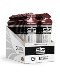 Science in Sport GO Energy Gel + Gel de caféine 30x60ml Double Espresso, Vegan - Gel avec 150mg de caféine & 22g de glucides, De l’énergie pour les sportifs d’endurance