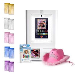 HP Sprocket Photomaton Imprimante Photo Couleur instantanée (Blanc) + Papier Zink (100 Feuilles) + Chapeau Rose (1) + Toile de Fond en Aluminium (10)