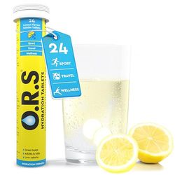 O.R.S Hydration Tablet with Electrolytes for Rehydration, Wellness, Travel, Sports & Recovery Vegan, Gluten-Free & Low-Calorie Electrolyte Tablets with Natural Lemon Flavour, 24 Tablets