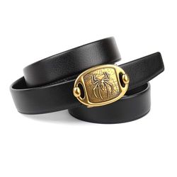 Anthoni Crown Men's Automatic Leather Belt, Black, 115 cm