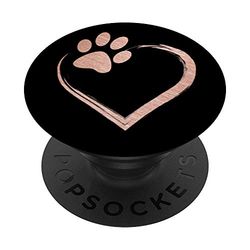 PopSockets Zampa di cane rosa con cuore sull'impugnatura nera PopGrip: Impugnatura per Telefoni Cellulari e Tablet Intercambiabile