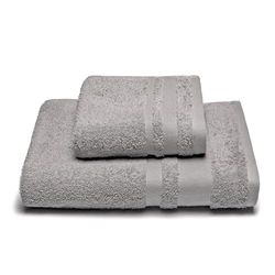 Caleffi - 2-Piece Towel Set 100% Cotton Terry Towelling - 1 Hand Towel 50 x 100 cm + 1 Guest Towel 40 x 60 cm, Soft & Absorbent