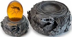 Jurassic Base Decor | Themen-Briefbeschwerer | Harzständer für Dinosaurier-Sammlerstücke | Detaillierte Skelette, DNA-Motiv & mehr | Basis für Mücken in Bernstein und Fossil Sammlerstücke |_AB