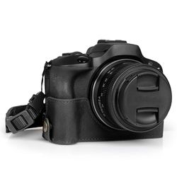 MegaGear Custodia per fotocamera in vera pelle Ever Ready compatibile con Canon EOS R100 (Nero)