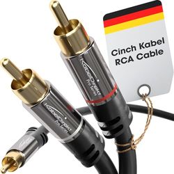 KabelDirekt – 5m Cable RCA Coaxial (Audio Estéreo Digital, 1 Conector RCA Macho a 2 Macho, Cable Subwoofer, para cine en casa, alta fidelidad)