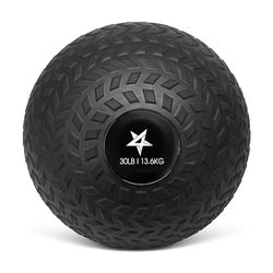 Yes4All 7XU4 Slam Ball van 13,6 kg, medicijnbal voor kracht- en crossfit-training, fitnessbal met gripprofiel en duurzame rubberen schaal (13,6 kg, zwart)