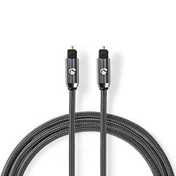 Nedis Optische Audiokabel | TosLink Male | TosLink Male | Rond | Katoen | Gunmetal/Gunmetal-Grijs | Cover Window Box 3.00 m 3.00 m