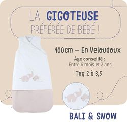Noukie's Sovsäck 100 cm – TOG 2–3,5 – Velousoft – Bali & Snö