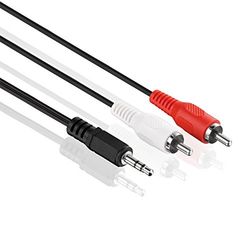 HDSupply Cabo de extensão de áudio estéreo de 2 RCA a 3,5 mm, design ultrafino, 0,50 m, preto