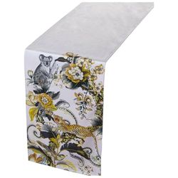 Alexandra House Living Chemin de Table Jaune Textile 180 x 30 cm Velours Selva