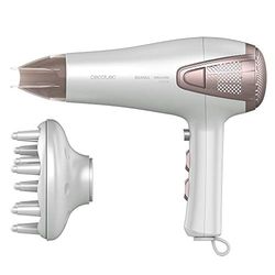 Cecotec Sèche-cheveux ionique Bamba IoniCare 5250 EasyCollect Pro. 2100 W, Ions réels, Embout concentrateur, Diffuseur, Fonction de récupération du câble et de pliage de la poignée. (Blanc)