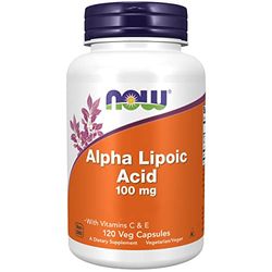 Now Foods, Alpha-Lipoic Acid (Acide Alpha-Lipoïque), 100mg, 120 Capsules végétaliennes, Testé en Laboratoire, Sans Gluten, Sans Soja, Sans OGM