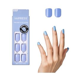 KISS imPRESS Color Gel Nail Kit, Baby Why So Blue, with PureFit Technology, Polish-Free Colour Mani, Includes Prep Pad, Mini File, Cuticle Stick, and 30 Fake Nails