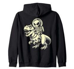 Alien T-Rex Galaxy Divertente Dinosauro Spazio Alieno Per Uomini Donne Felpa con Cappuccio