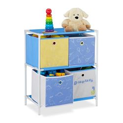 Relaxdays elaxdays Etagère, Rangement Jouets, Fillette,Design, Meuble Chambre d'enfants,HlP 62x53x30cm coloré, Tissu, 4 boîtes, Taille unique