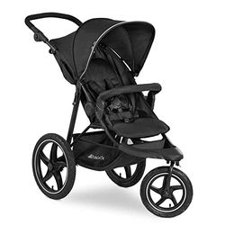 Hauck 274200 Runner 2, uitvoering voor joggers, buggy met 3 wielen tot 25 kg, buggy met extra grote luchtbanden, UPF 50+ kap, inklapbare buggy met ligstand - zwart, 1 Stuk