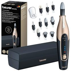 Beurer MP 84 Special Edition elektryczna frezarka do paznokci, zestaw do manicure-pedicure, 10 nasadek, oświetlenie LED, w zestawie etui do przechowywania, do 4400 obr./min, czarny
