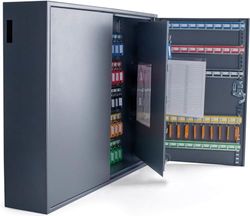 Pavo - Armoire à clés pour 300 clés , Dimension : 14x55x73 cm - Gris foncé / 300 porte-clés inclus