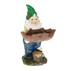 Relaxdays Nain de Jardin Abreuvoir à Oiseaux, résiste aux intempéries et Gel, HxLxP: 36x22x22 cm, Figurine, Multicolore