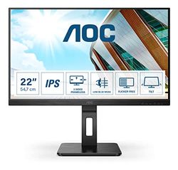 AOC 22P2Q - Monitor FHD da 22 pollici, regolabile in altezza (1920 x 1080, 75 Hz, VGA, DVI, HDMI, DisplayPort, hub USB), colore: Nero