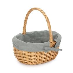 Full Buff Willow Childs Oval Wicker Shopping Basket Grey Lining