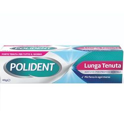 Polident Lunga Tenuta, Adesivo per Protesi Dentale, fino a 12 Ore di Tenuta Giornaliera, Gusto Menta Delicata, 40g