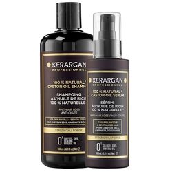 Kerargan - Dúo Anti-Caída Champú y Suero con Aceite de Ricino Para Cabello Seco, Quebradizo y Sin Vida - Fortalece y Favorece el Crecimiento - Sin Sulfatos, Parabenos ni Siliconas - 500ml + 100ml