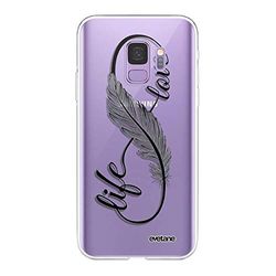 Evetane Beschermhoes compatibel met Samsung Galaxy S9 360 rondom beschermhoes, voorkant achter, robuust, transparant, Love Life, motief"Mode