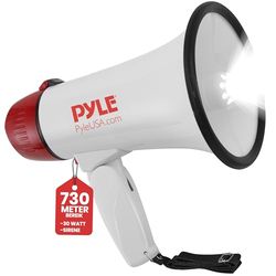 Pyle Megafoon Luidspreker - 30 Watt PA Bullhorn - Draagbare Luidspreker met Sirene en LED-verlichting - Luidsprekerhoorn - Ideaal voor Voetbal, Honkbal, Basketbal, Coaches