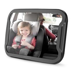 Vinabo Baby Car Mirror, Anti-dropout Baby Mirror with 360° Adjustable Rotation, 100% Unbreakable Baby Mirror to Fit All Rear Car Seats Essential Young Parents