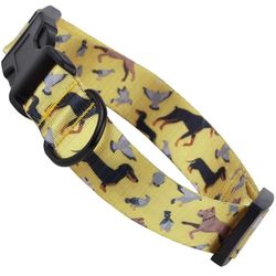 Collare per Cani Taglia Piccola e Media - Collari Nylon Regolabili, Morbido, Resistente, Transpirante con Disegni Originali e Colorati, Fibbia Staccabile (S, Piccioni)