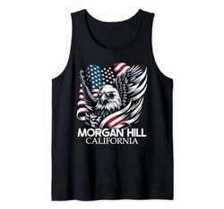 Morgan Hill California 4th Of July USA American Flag Camiseta sin Mangas