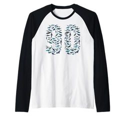 Bambini 90 anni vita oceanica pesce balena squalo 90° compleanno Maglia con Maniche Raglan