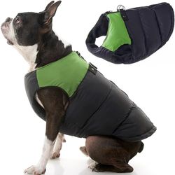 GOOBY Chaleco Acolchado para Clima frío para Perros pequeños con Cierre Seguro de Cremallera, Mediano, Verde