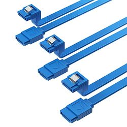 SATA-kabel 6 Gbps, sata 3-kabel, (3-pack), hdd ssd-datakabel, L-formad 7-stifts SATA III-kabel med låsspärr för hårddiskar sata HDD/SSD, CD- och DVD-enheter, SATA I & II, 20 tum, blå (CB-SRB3)